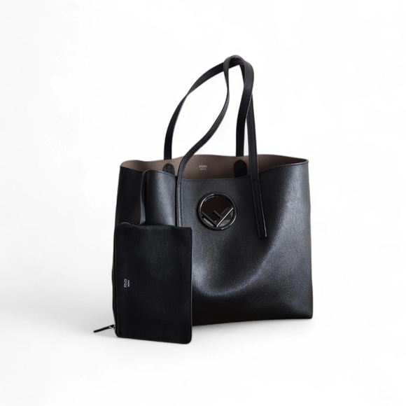 Authentic Fendi Black Leather Tote with Pouch - Picture 2 of 12